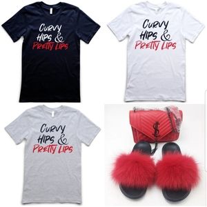 SHIRT, FURRY SLIDES, AND PURSE BUNDLE